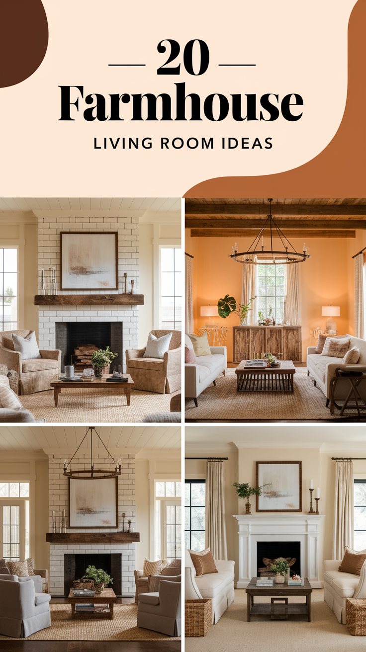 20 Farmhouses Living Room Ideas for a Cozy, Rustic, Modern, and Vintage-Inspired Home