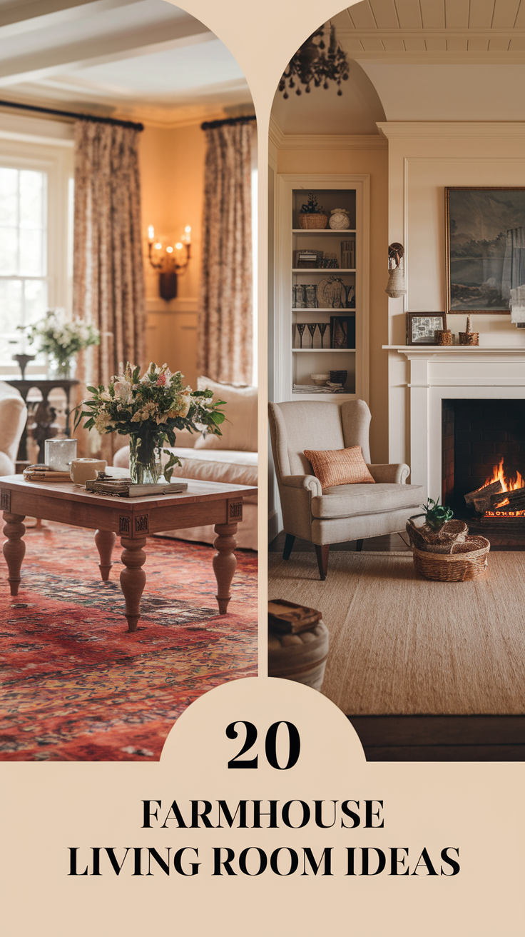 20 Farmhouses Living Room Ideas for a Cozy, Rustic, Modern, and Vintage-Inspired Home