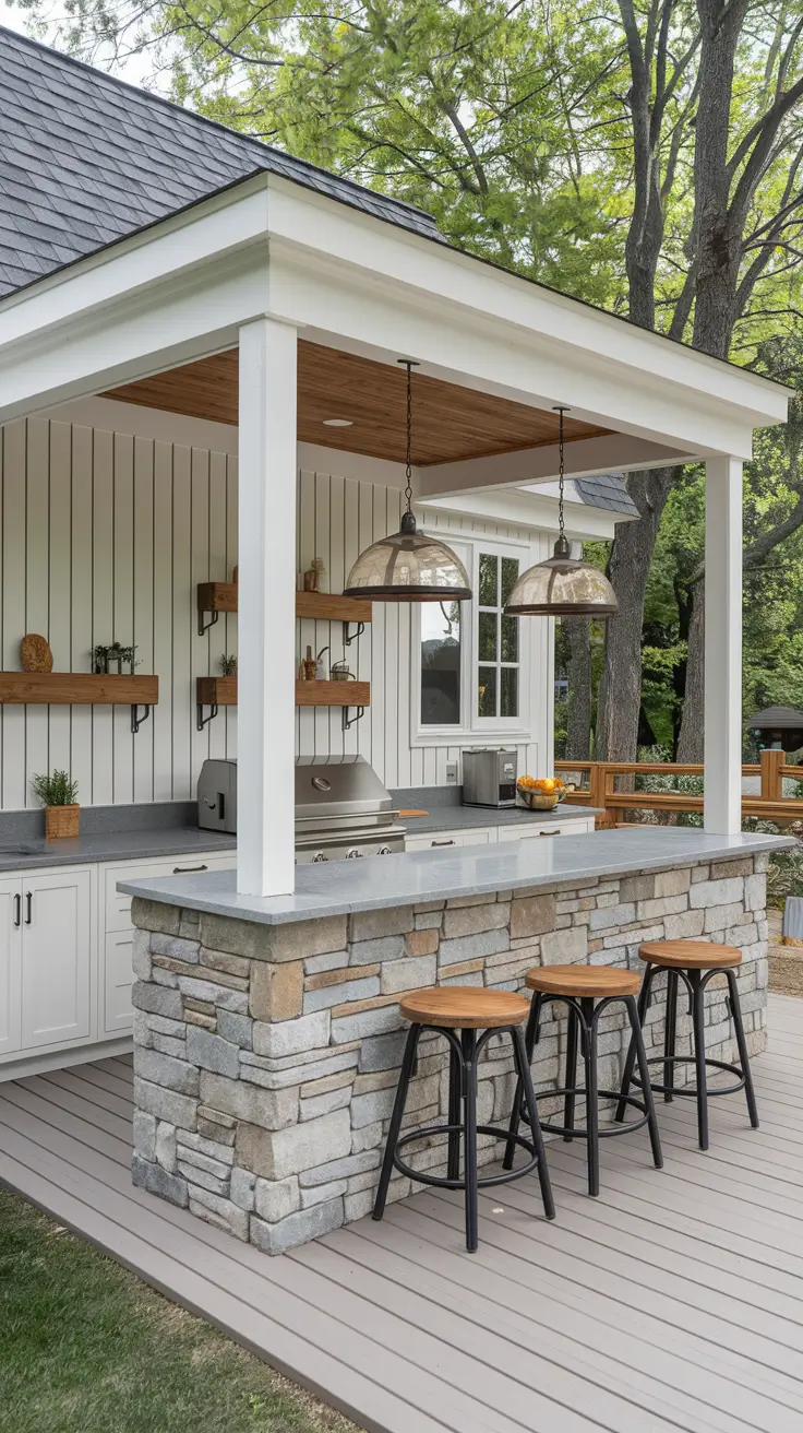 Rustic Outdoor Patio Decorated for the 4th of July: Farmhouse Charm Meets Patriotic Style