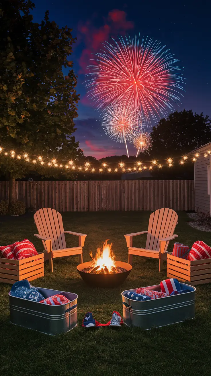 Rustic Outdoor Patio Decorated for the 4th of July: Farmhouse Charm Meets Patriotic Style