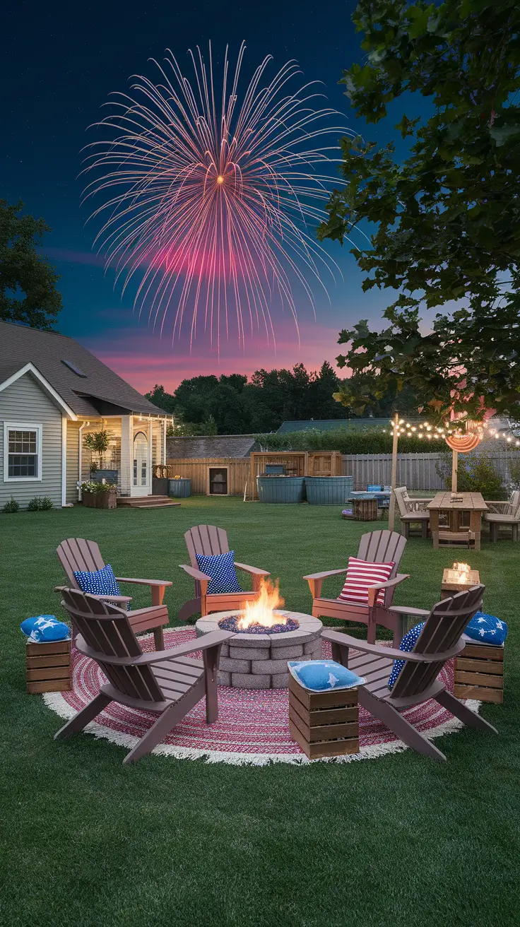 Rustic Outdoor Patio Decorated for the 4th of July: Farmhouse Charm Meets Patriotic Style