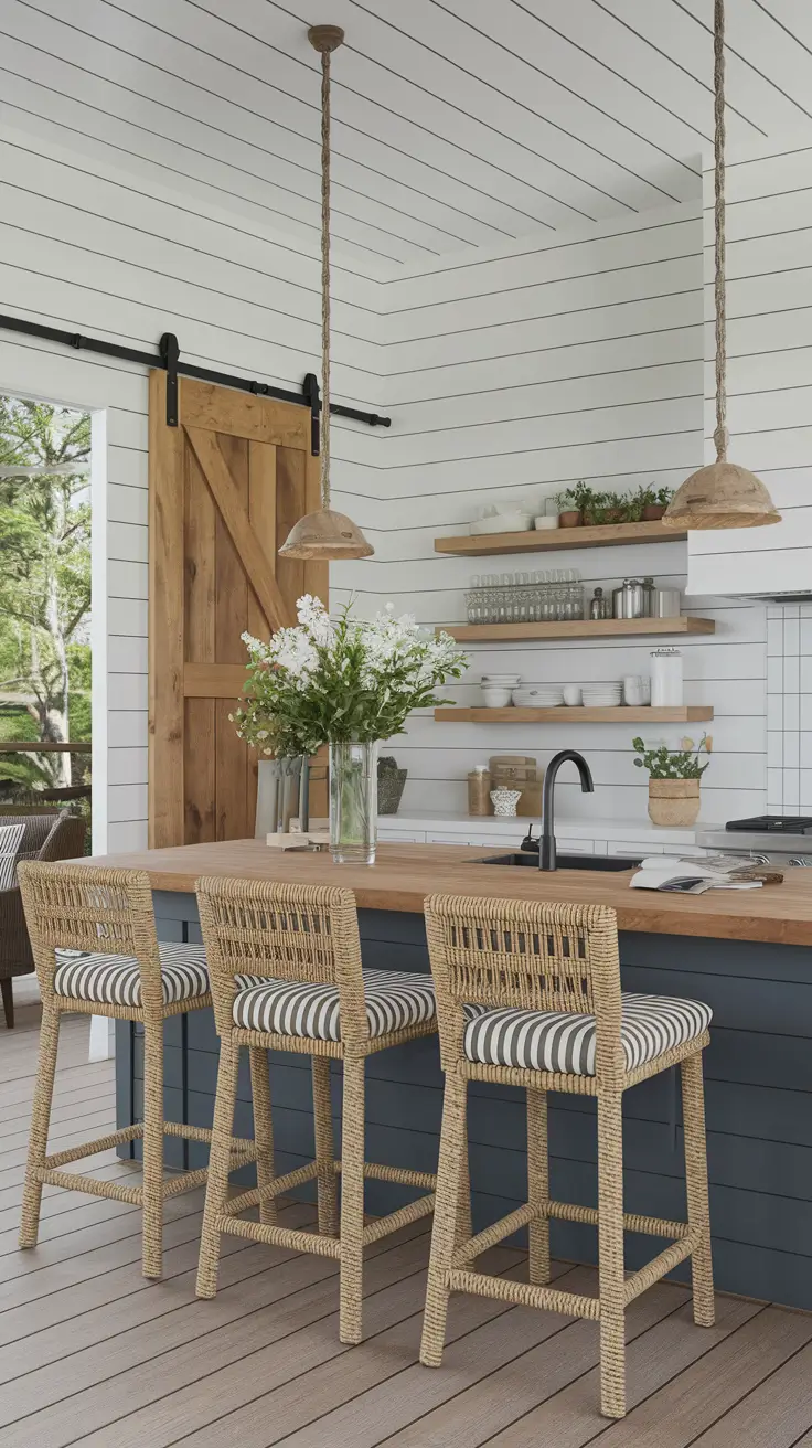 Rustic Outdoor Patio Decorated for the 4th of July: Farmhouse Charm Meets Patriotic Style