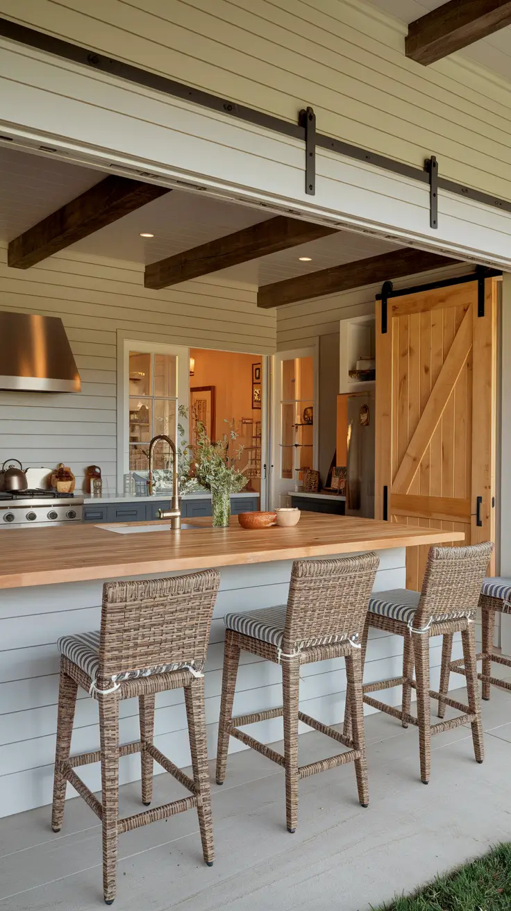 Rustic Outdoor Patio Decorated for the 4th of July: Farmhouse Charm Meets Patriotic Style