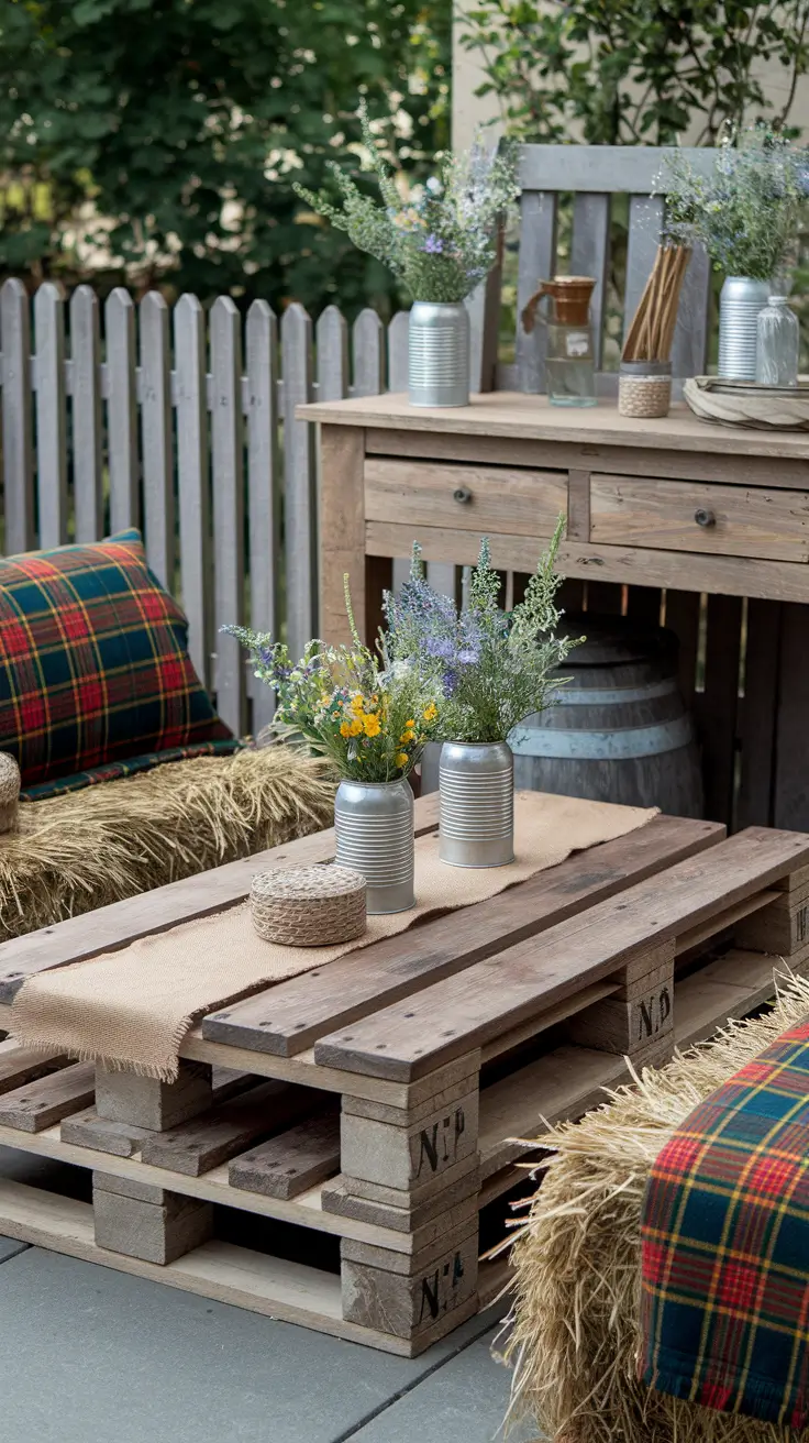 Rustic Outdoor Patio Decorated for the 4th of July: Farmhouse Charm Meets Patriotic Style