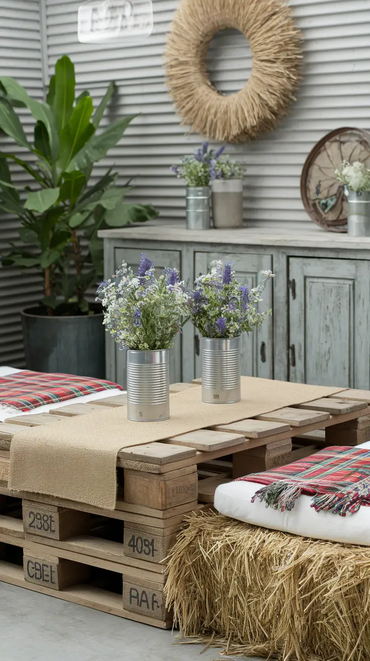 Rustic Outdoor Patio Decorated for the 4th of July: Farmhouse Charm Meets Patriotic Style