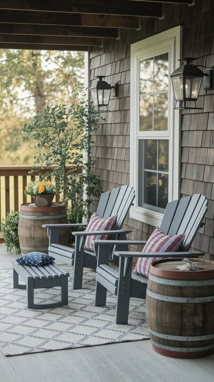 Rustic Outdoor Patio Decorated for the 4th of July: Farmhouse Charm Meets Patriotic Style