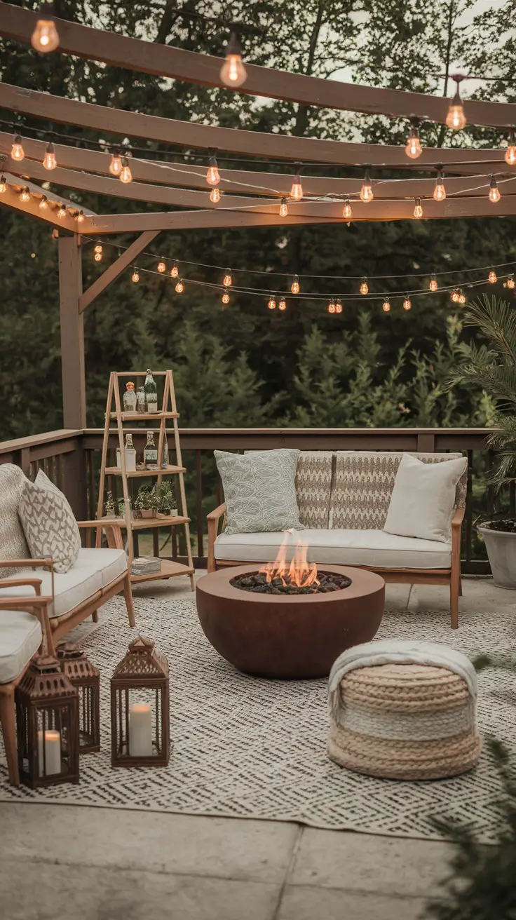 Rustic Outdoor Patio Decorated for the 4th of July: Farmhouse Charm Meets Patriotic Style