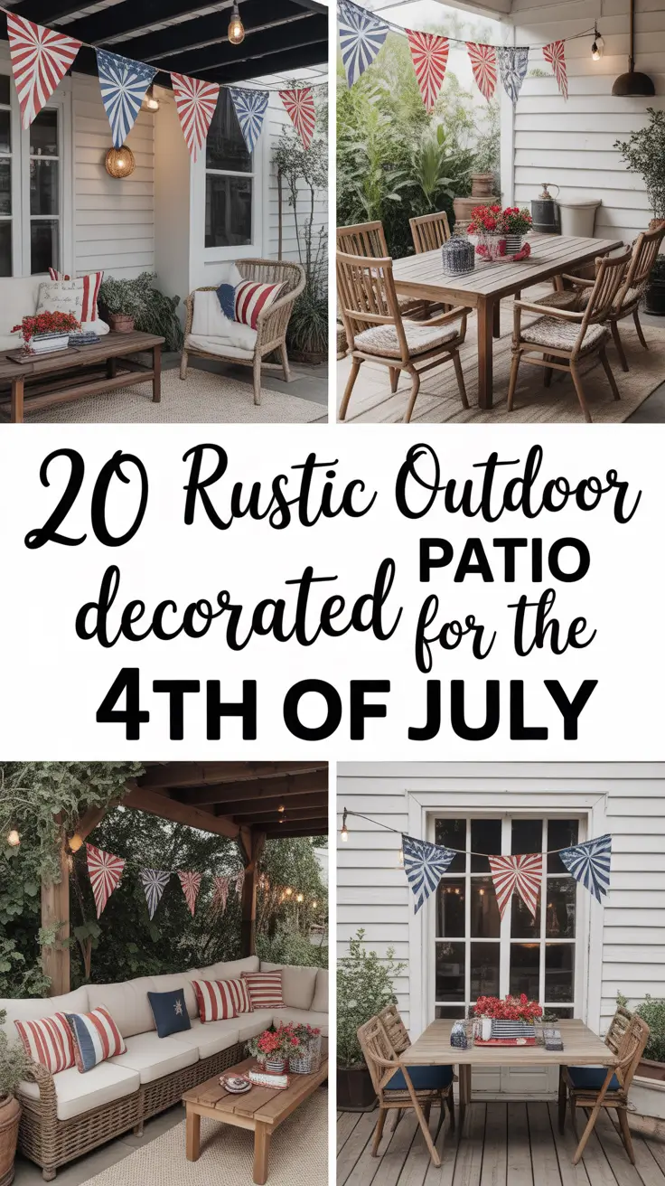 Rustic Outdoor Patio Decorated for the 4th of July: Farmhouse Charm Meets Patriotic Style