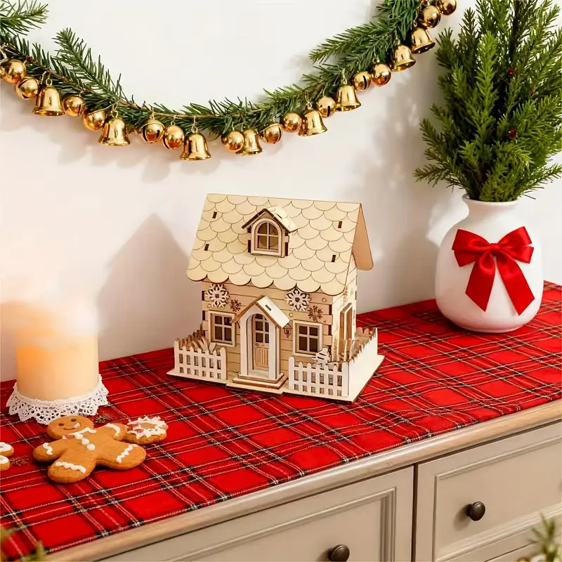1 set wooden winter miniature house tree snowman - Temu Bahrain