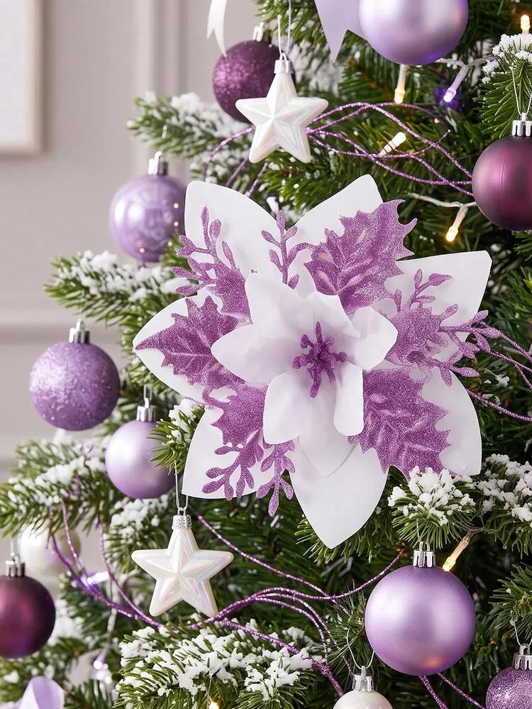 1/10/20/30pcs Poinsettia Christmas Decoration Flowers (With Clips) - 10pcs  Artificial Flowers Red, Gold, Silver Christmas Tree Ornaments Shiny New  Year Wedding Party Wreath DIY Garland Decoration, .