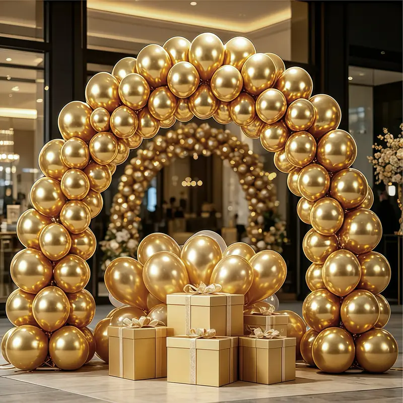 110pcs 5 inch metallic golden balloons golden chrome latex - Temu Bahrain