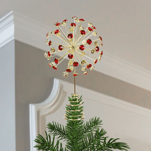 12' Red Crystal Burst Tree Topper