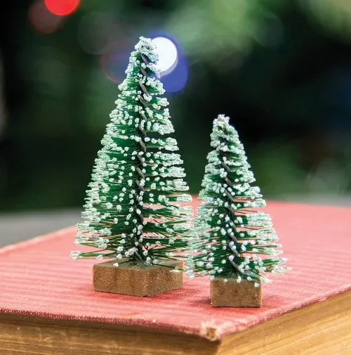 12/Set Mini Frosty Bottle Brush Trees | Charming Winter Decor for Holiday & Year-Round