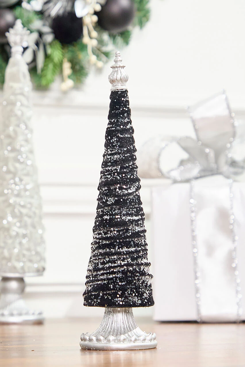 14' Black Flocked Resin Tree