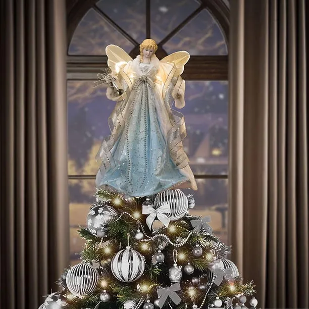15.7 Inch Pre-Lit Blue Silver Christmas Angel Tree Topper, Angel Tree Top  with 10 Warm LED Lights for Christmas Tree Decoration, Battery Operated(Not  Included) - Walmart.ca