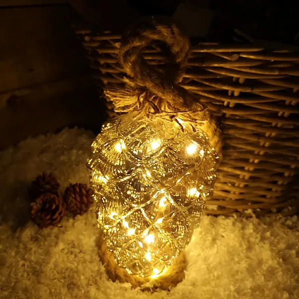 15cm Large Silver LED Hanging Pine Cone Christmas Decoration Display  Ornament