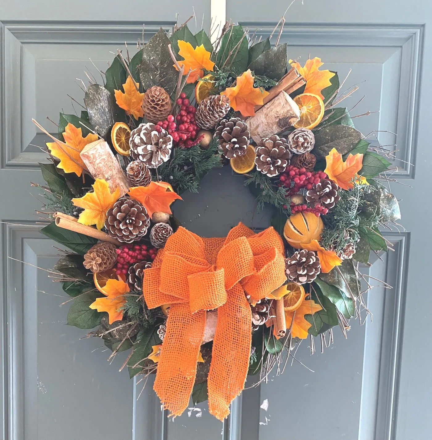 18' Cinnamon Orange Dried Fruit Wreath — Simply Gwen's Creations | Seasonal Home Decor | Raleigh-Durham-Chapel Hill