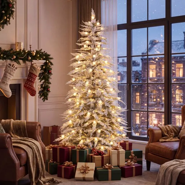 180/210cm Pre-Lit Artificial Christmas Tree with 280/350 Warm White LED  Lights 8-Mode - Costway