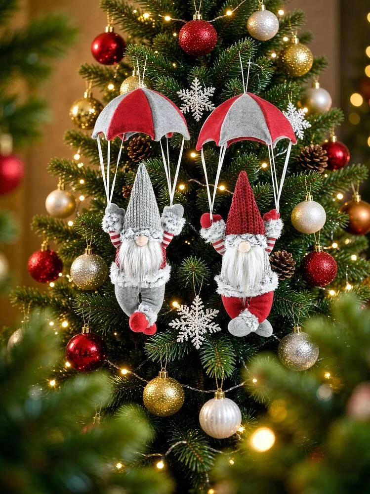 1pc Christmas Parachute Gnome Hanging Ornament, Parachute Swedish Tomte  Gnome, Knitted Plush Doll Pendant, Christmas Tree Hanging Decoration,  Holiday Fireplace Mantel Home Christmas Party Decor, Chr
