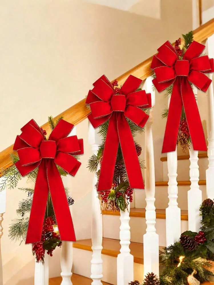 1pc Christmas Red Multi-Ear Bow Decoration, Christmas Tree Ornament, Red Bow  Pendant Hanging Decor, Suitable For Christmas Decoration, Door Hanging  Decor, Living Room And Bedroom Decor, Outdoor Yard