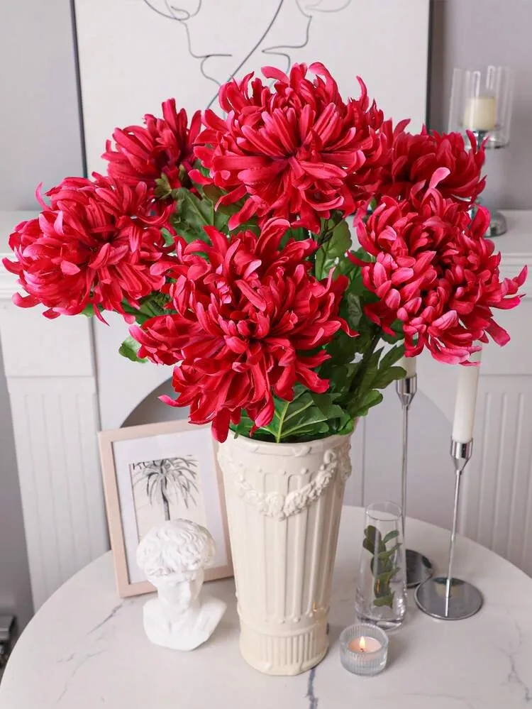 1Pc Red PE Artificial Chrysanthemum, 86cm Long Stem Faux Flower, All Season  Decor For Dorm Office Wedding Garden, Graduation Birthday Party Ornament,  Fall Halloween Christmas Home Decoration | SHEIN