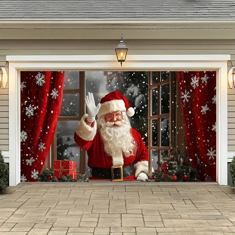 1pc,Santa Claus Greeting Garage Door Cover, Polyester Christmas Entryway  Decor, Outdoor Hanging Festive Scene Without Electricity, Weather-Resistant  Holiday Wall Backdrop,Christmas | SHEIN USA