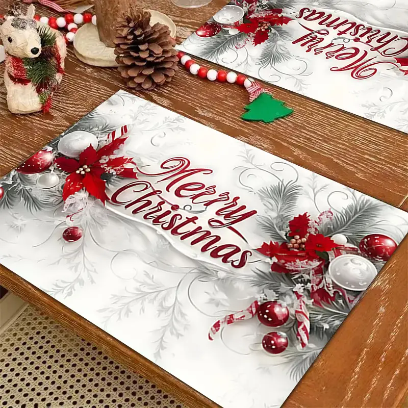 2 4 6pcs christmas placemat set elegant red golden color - Temu Mauritius