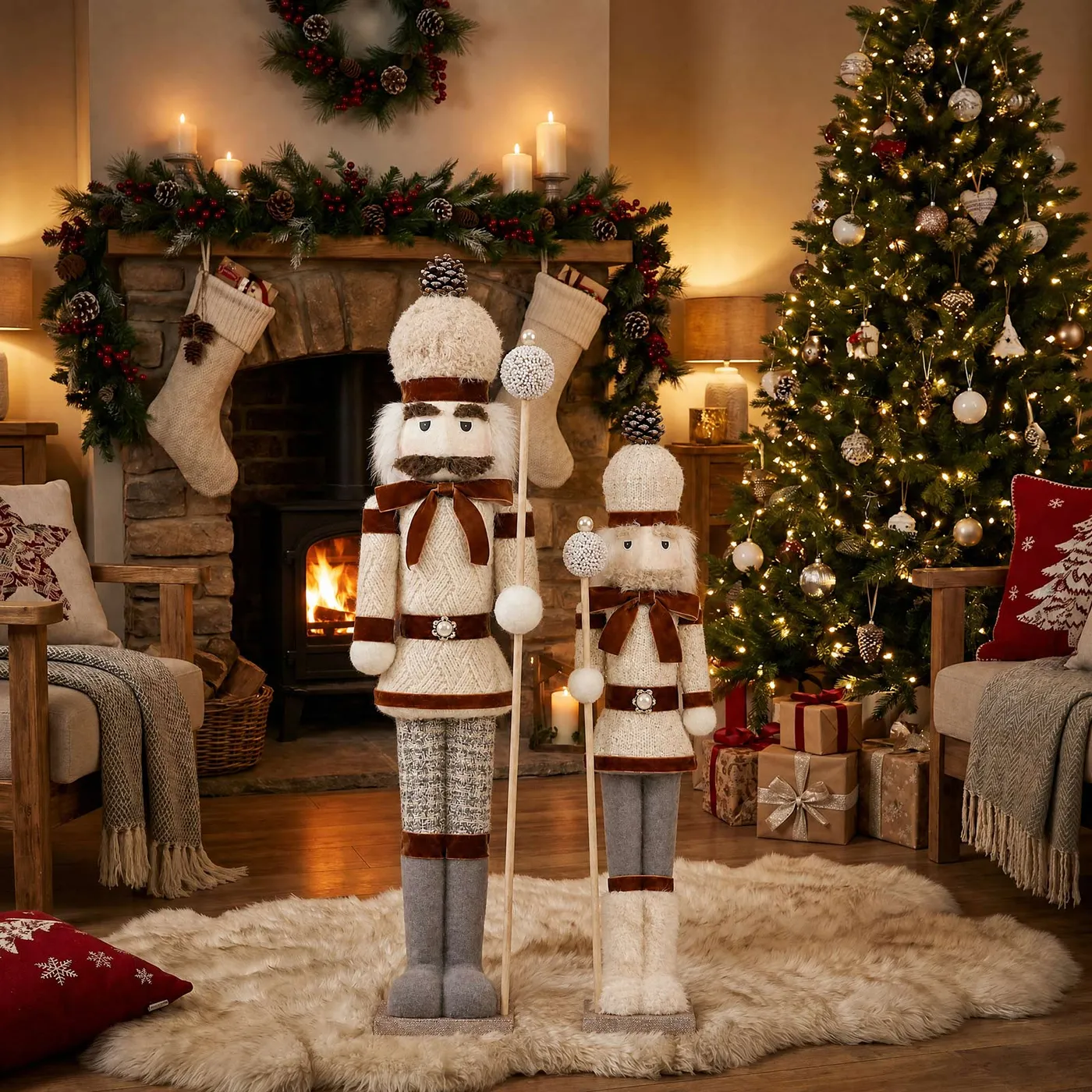 2 Christmas Nutcracker Soldiers 25' & 30' White | eFavormart