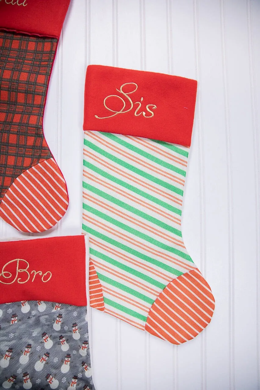 20” Fabric Holiday Stocking Sis