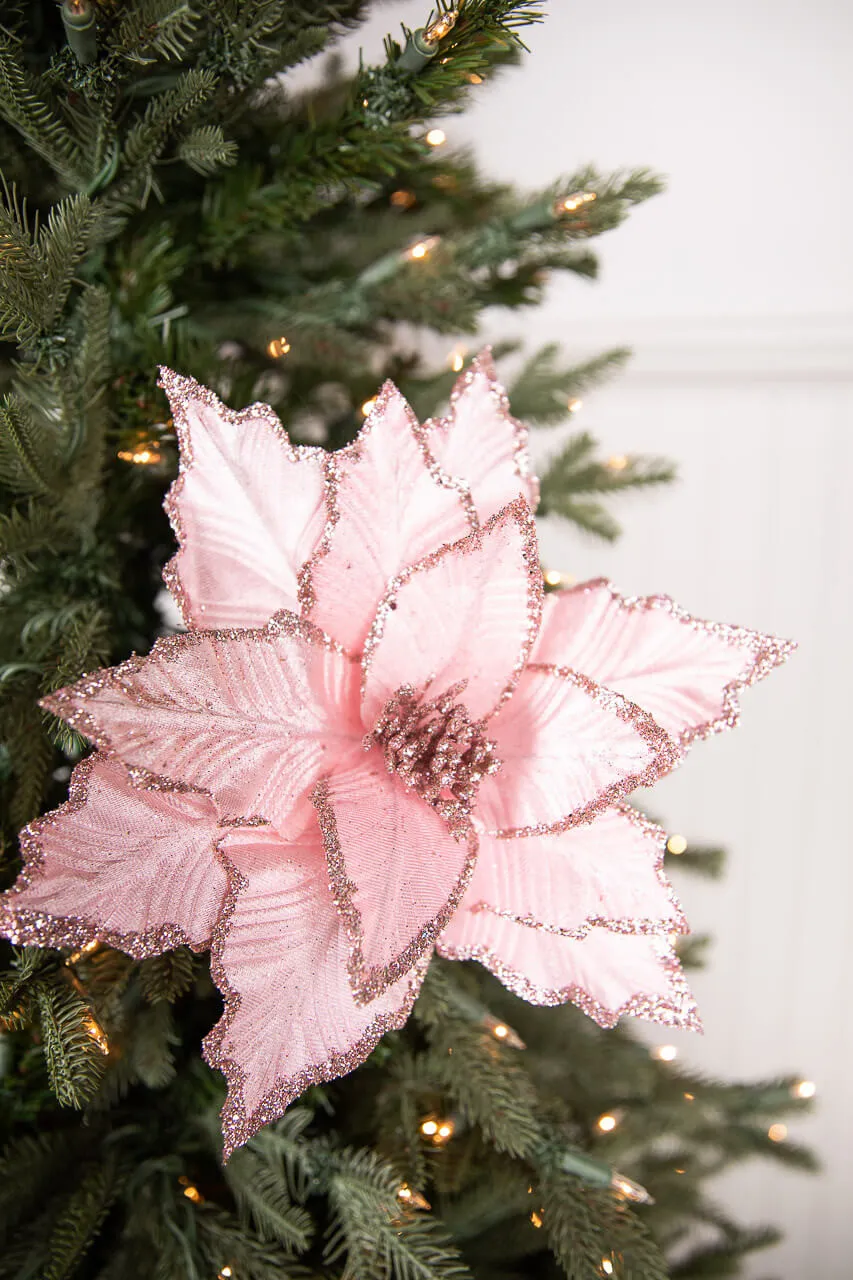 22” Pink Poinsettia Stem - Decorator's Warehouse