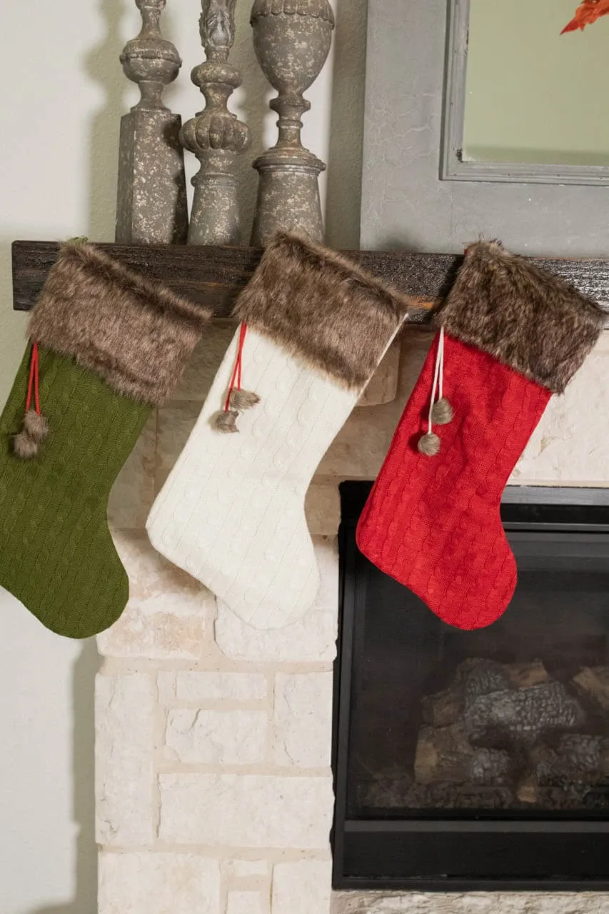 22' Sweater Knit Stocking w/ Faux Fur Cuff