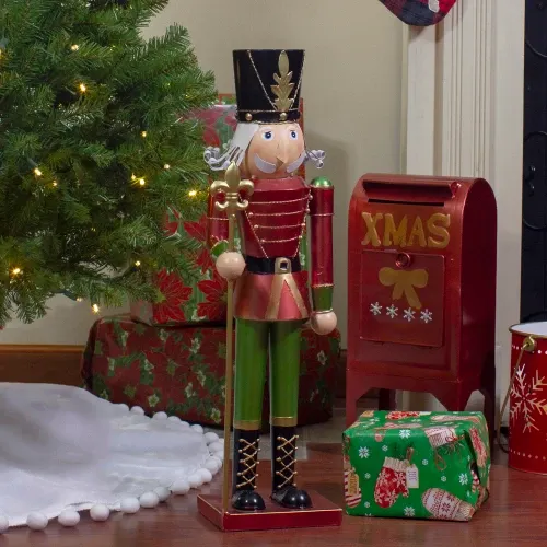 23.75' Red & Green Metal Nutcracker Soldier Christmas Decoration | Christmas