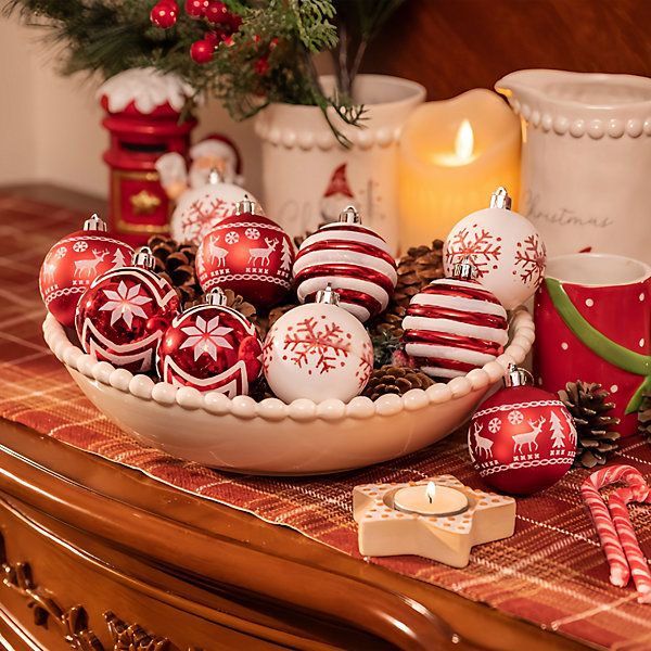 24 Piece Christmas Ball Ornaments Mini Iridescent Ornaments Set Rustic  Christmas Decorations for Xmas Tree