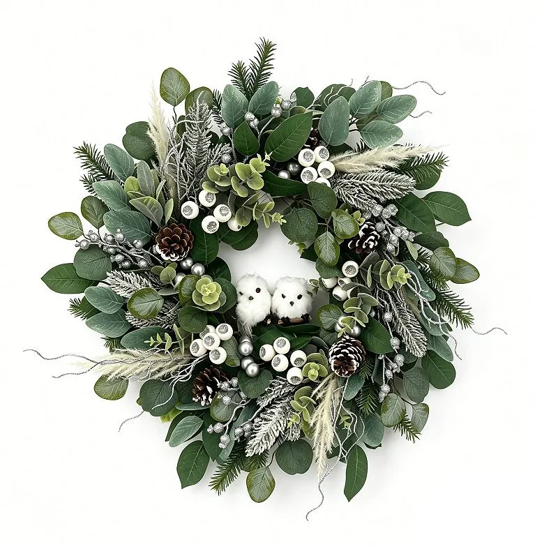 24' Winter Wreath for Front Door, Artificial Eucalyptus Wreath