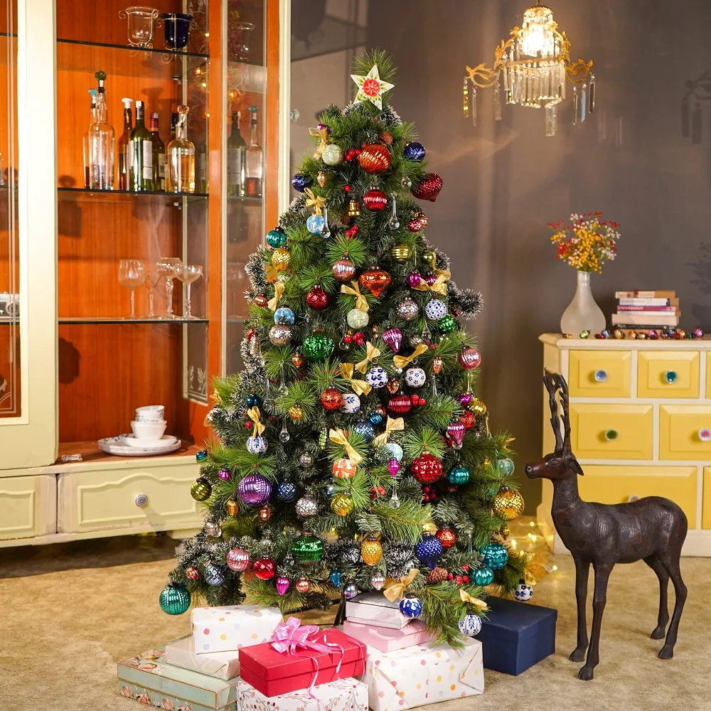 25 Pieces Amber and Gold Christmas Ornaments - Vintage Golden Christmas Tree Ornaments