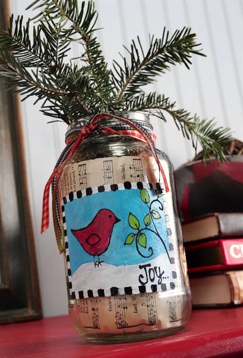 25+ Suggestions on how to decorate glass jars for Christmas