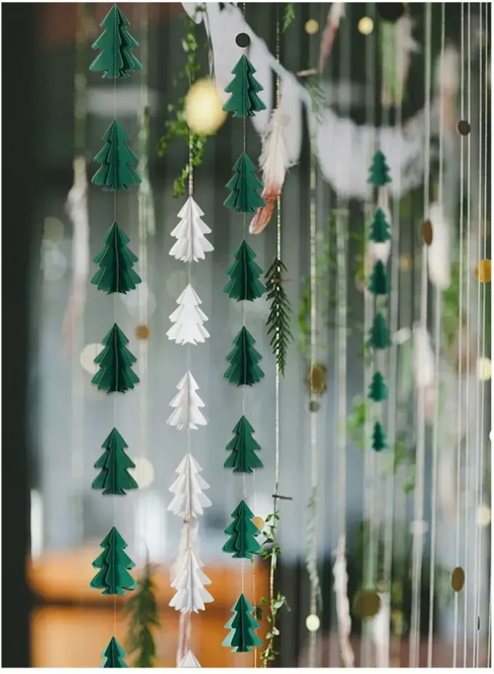 250CM Mini Christmas Tree Paper String Pull Flower Hanging Flag Christmas  Tree Wall Hanging For Xmas Party Decor Christmas Decor | Daraz.com.bd