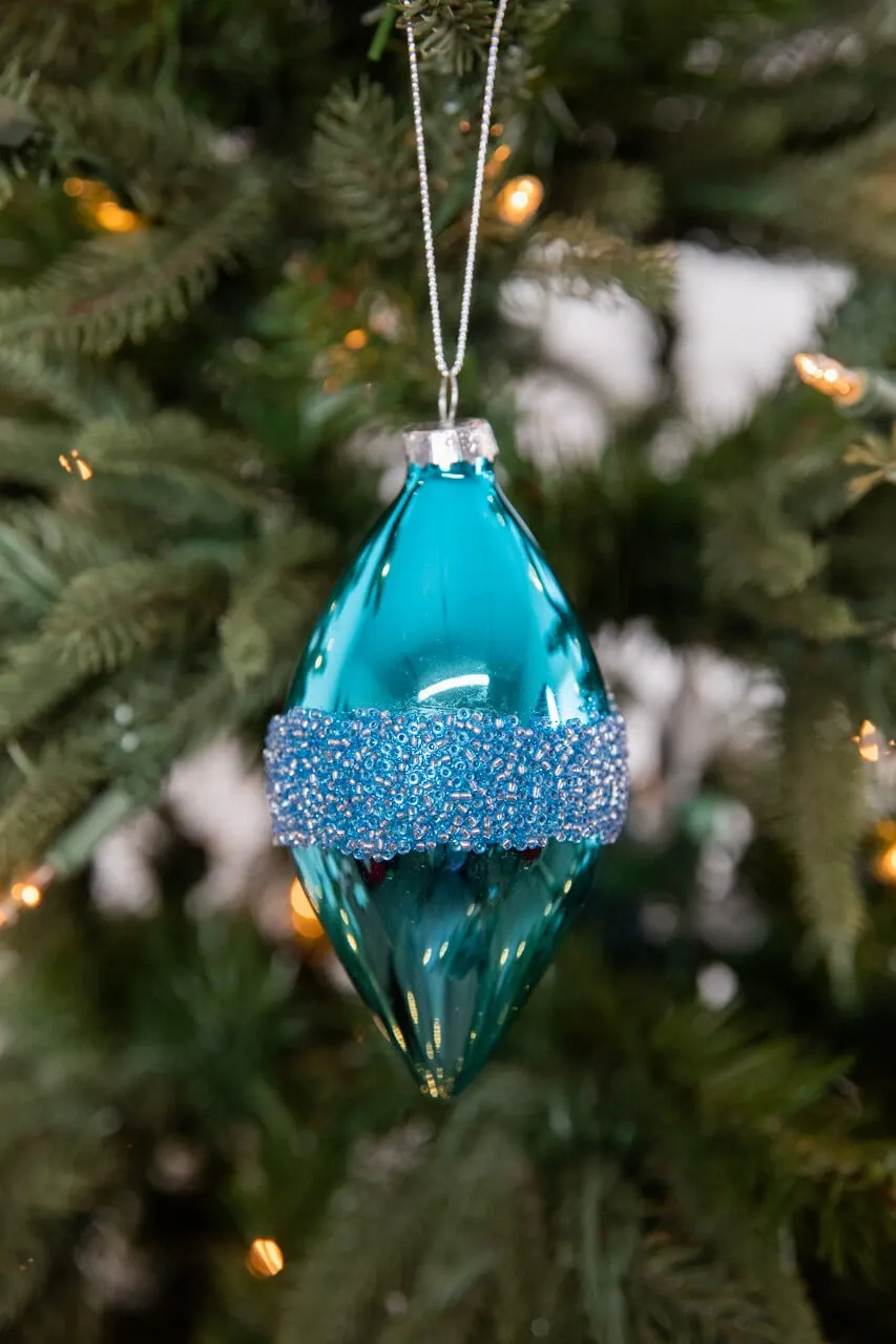 3” Drop/Ball Blue Glass Ornament Ball