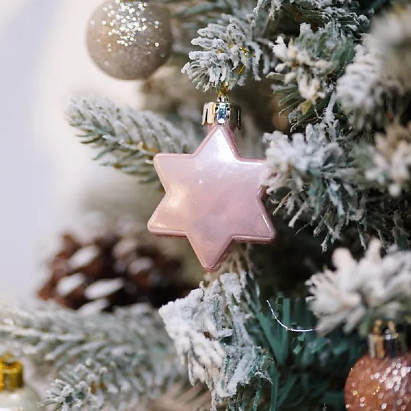 33pcs Shatterproof Christmas Tree Decorative Hanging Colorful Ornaments  Home Decoration Pink and Silver