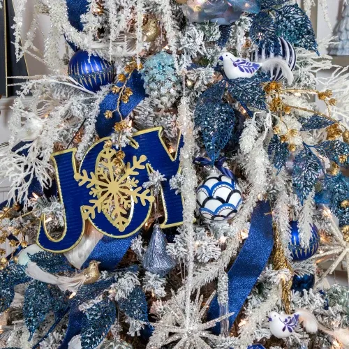 37' Glittered Blue Fern Christmas Spray | Christmas