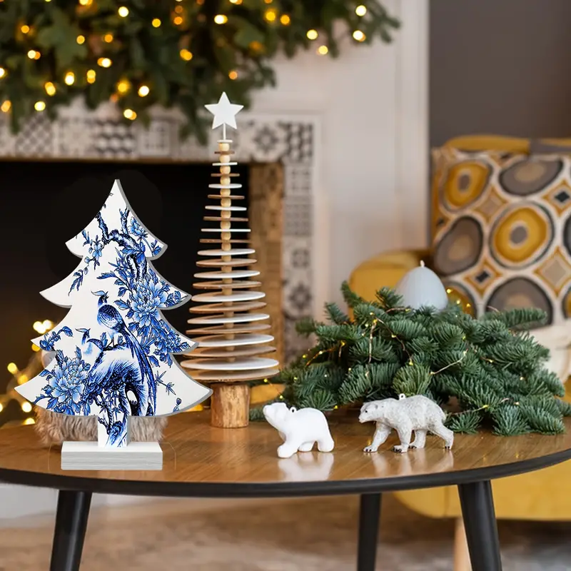 3pcs chinoiserie christmas trees decor blue white christmas - Temu Mauritius