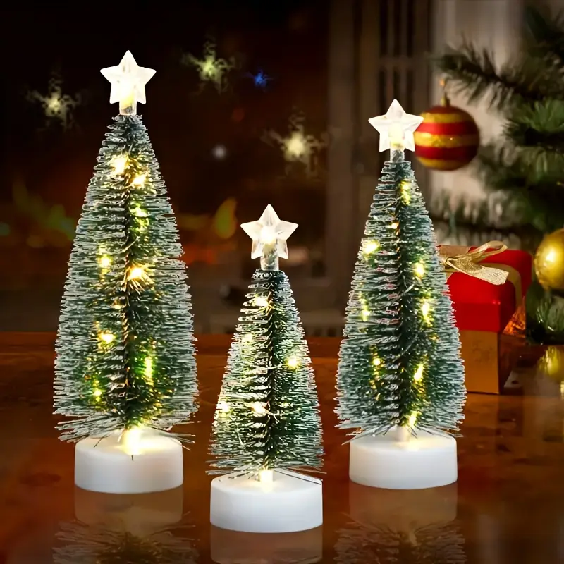 3pcs Christmas Tree, Led Wire Light Tree, Christmas Holiday Decorations,  Scenery Arrangement Additions, Holiday Lighting, Small Ornaments for Indoor  Home, Cedar