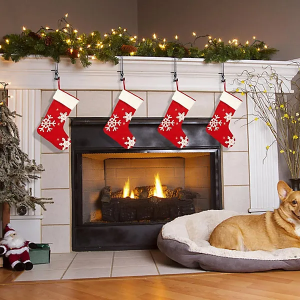 4 Pcs Metal Christmas Stocking Holders for Mantle Adjustable Fireplace Stocking Hangers for Xmas Home Party