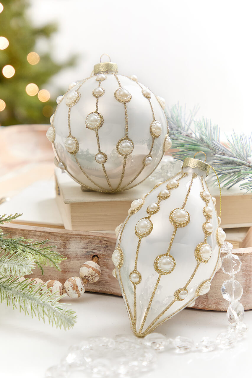 4' Pearl Embellished Ornament - Decorator's Warehouse