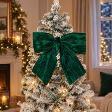 44cm x 45cm Emerald Green Velvet Christmas Bow - Tesco Groceries
