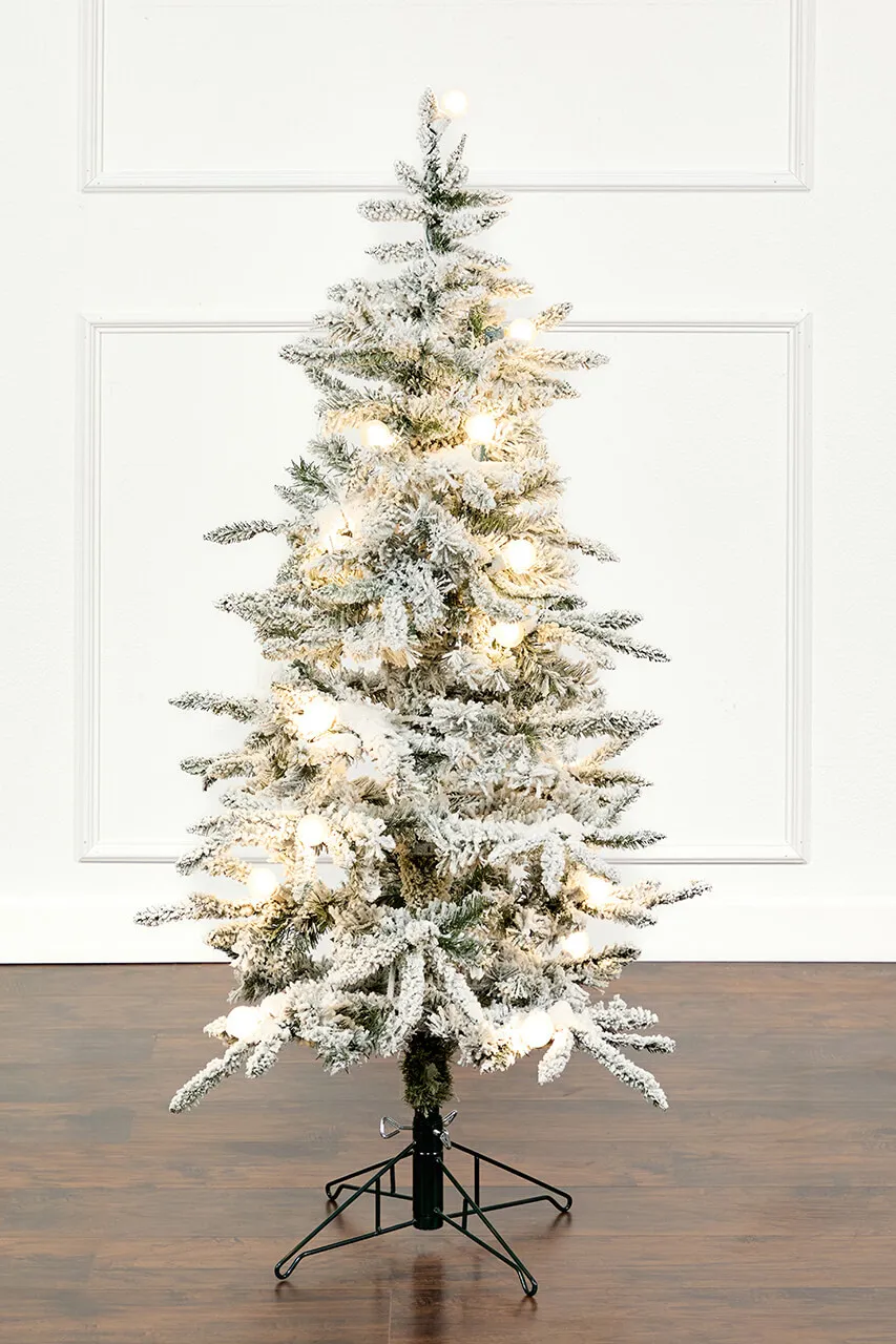 4.5' Flocked Christmas Tree with 22 G40 LED Lights