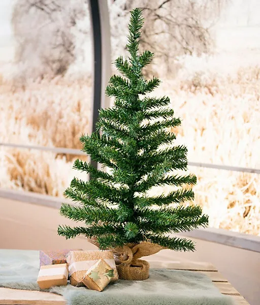 45cm Mini Artificial Tabletop Christmas Tree Natural Jute Bag Compact Xmas  Tree