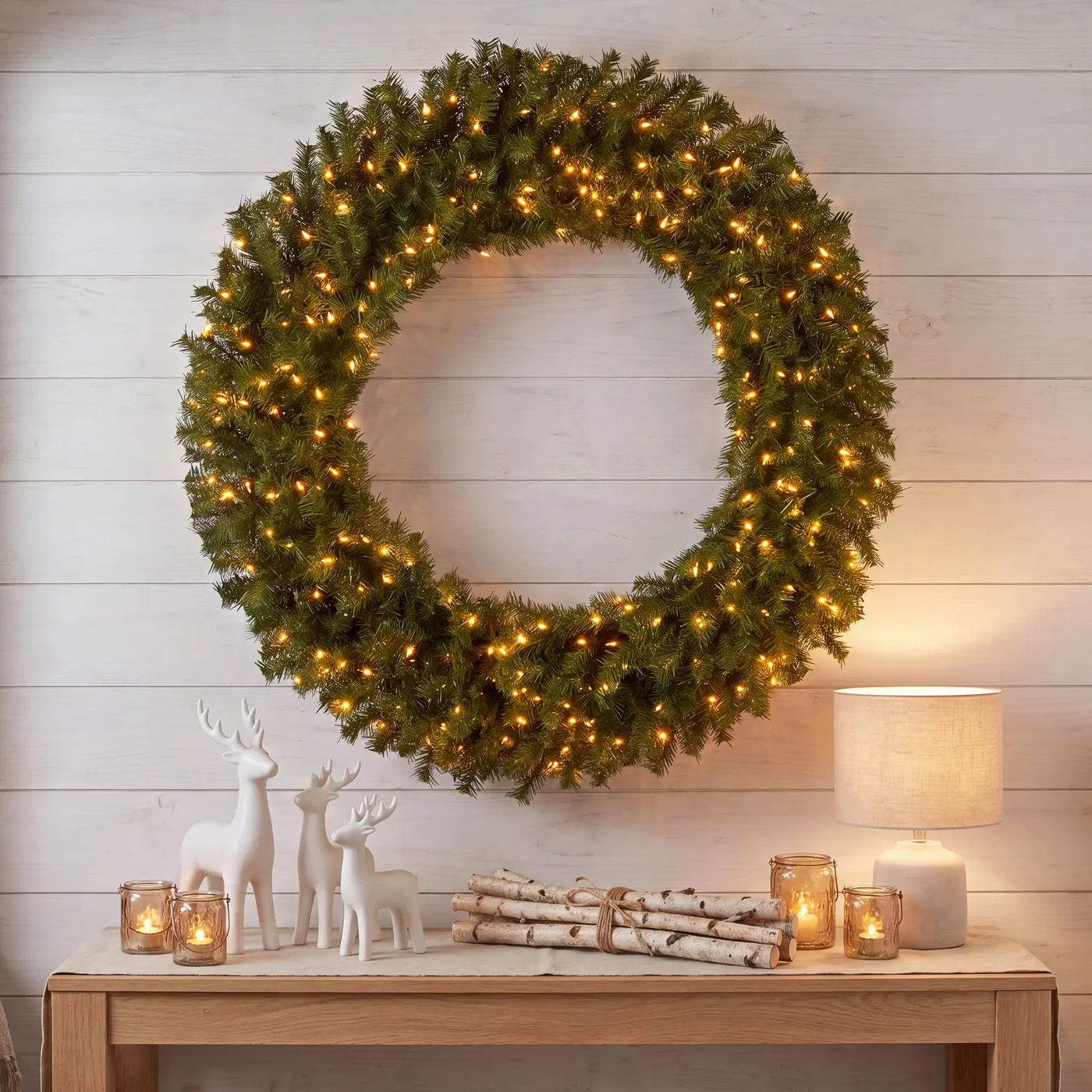 48 in. Pre-Lit Norwood Fir Wreath with Clear Lights, Plug-In · National Tree Company