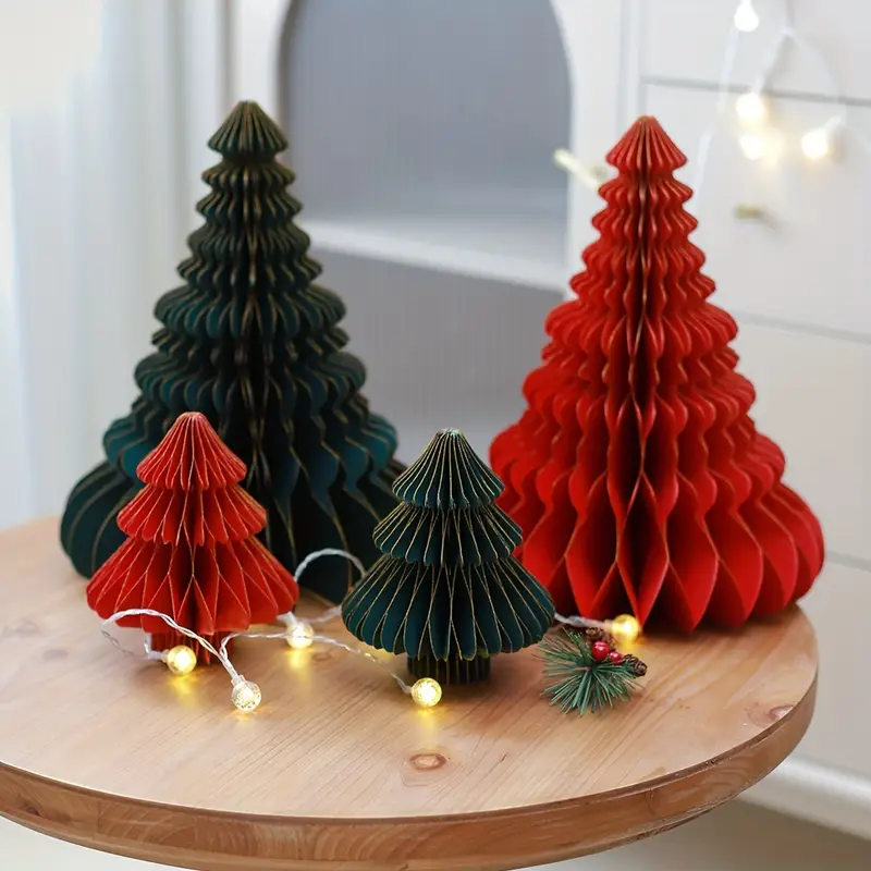 4pcs pack 4pcs honeycomb paper christmas tree ornaments - Temu Australia