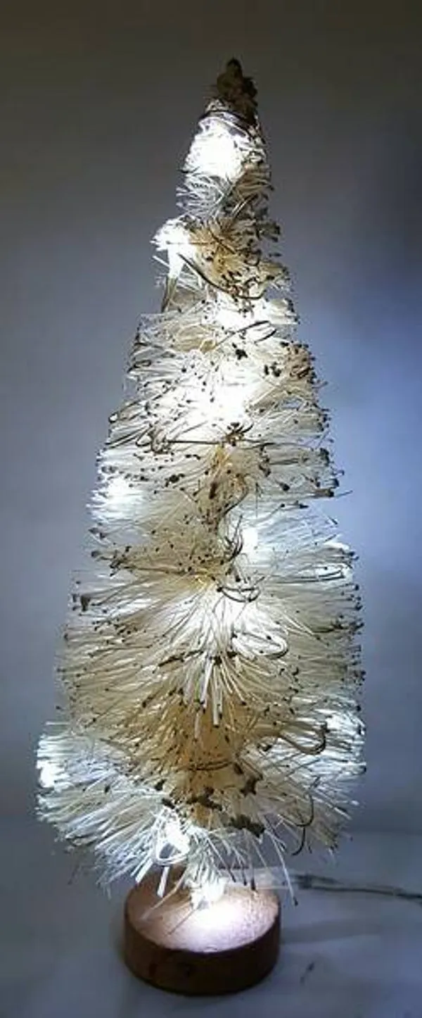 5' LED Light Up Bright White Fairy Garden String Lighted Flocked Sisal Bottle Brush Miniature Mini Xmas Tree | Bottle Brush Tree Store - Wholesale sisal bottle brush trees Holiday Decor &